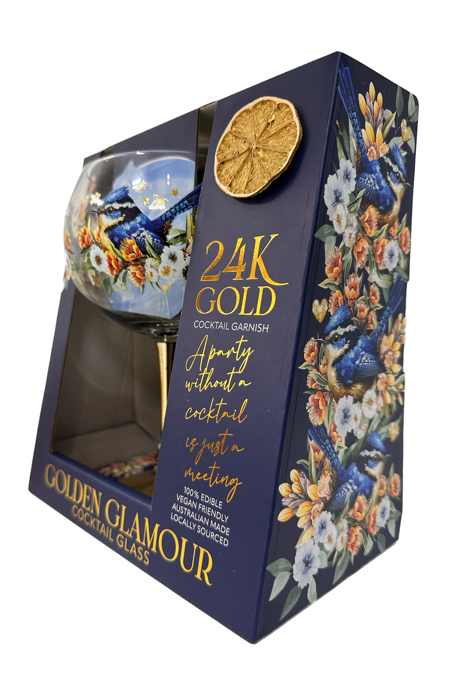 Golden Glamour Cocktail Glass Royal Wrens