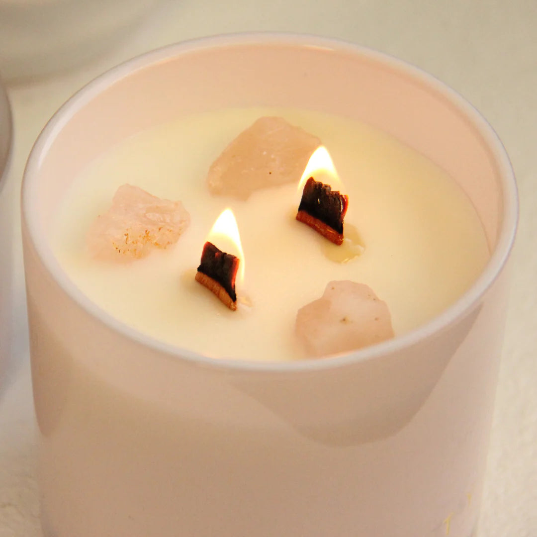 Love Rose Quartz Crystal 300g Candle