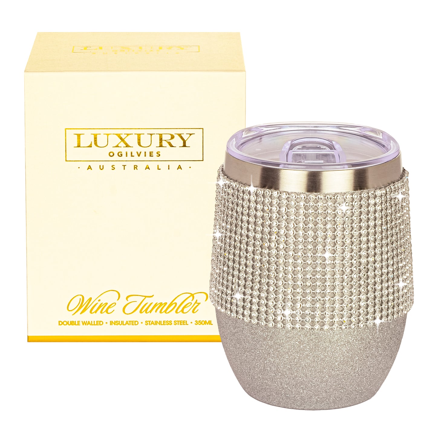 Wine Tumber - Glitter Silver