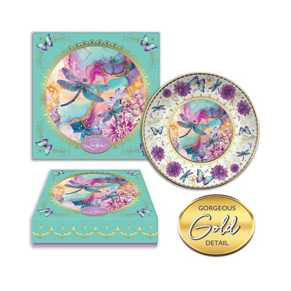 Ceramic Trinket Dish Playful Dragonflies
