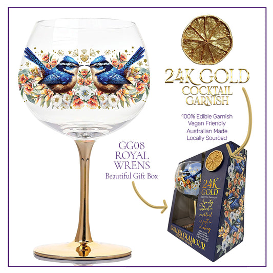 Golden Glamour Cocktail Glass Royal Wrens