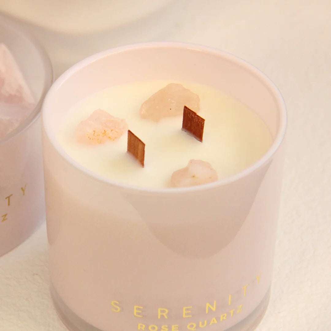 Love Rose Quartz Crystal 300g Candle