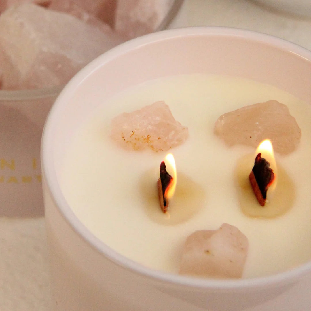 Love Rose Quartz Crystal 300g Candle