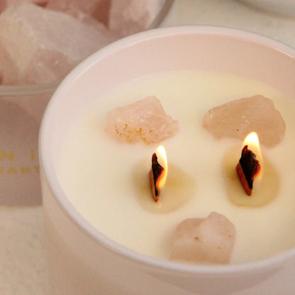 Love Rose Quartz Crystal 300g Candle