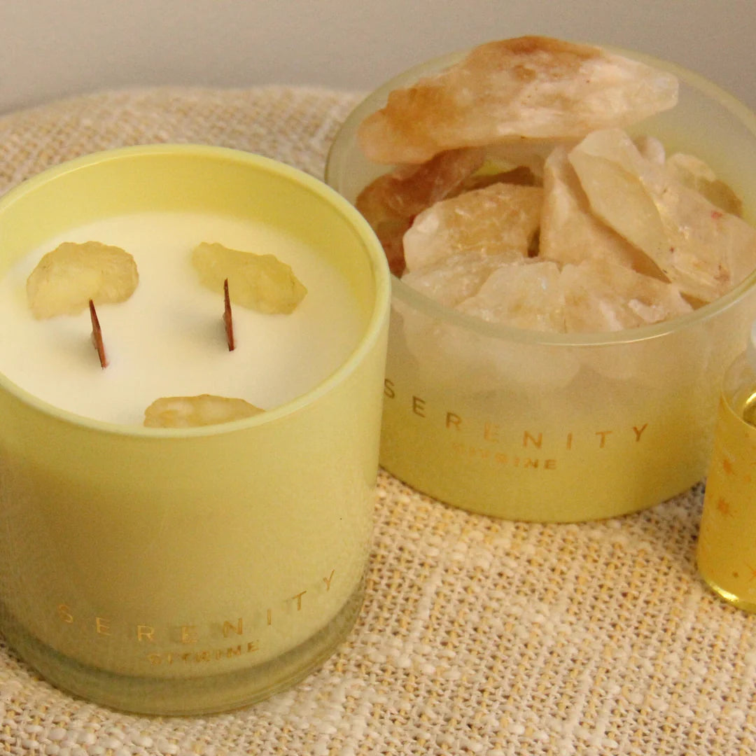 Energise Citrine Crystal 300g Candle