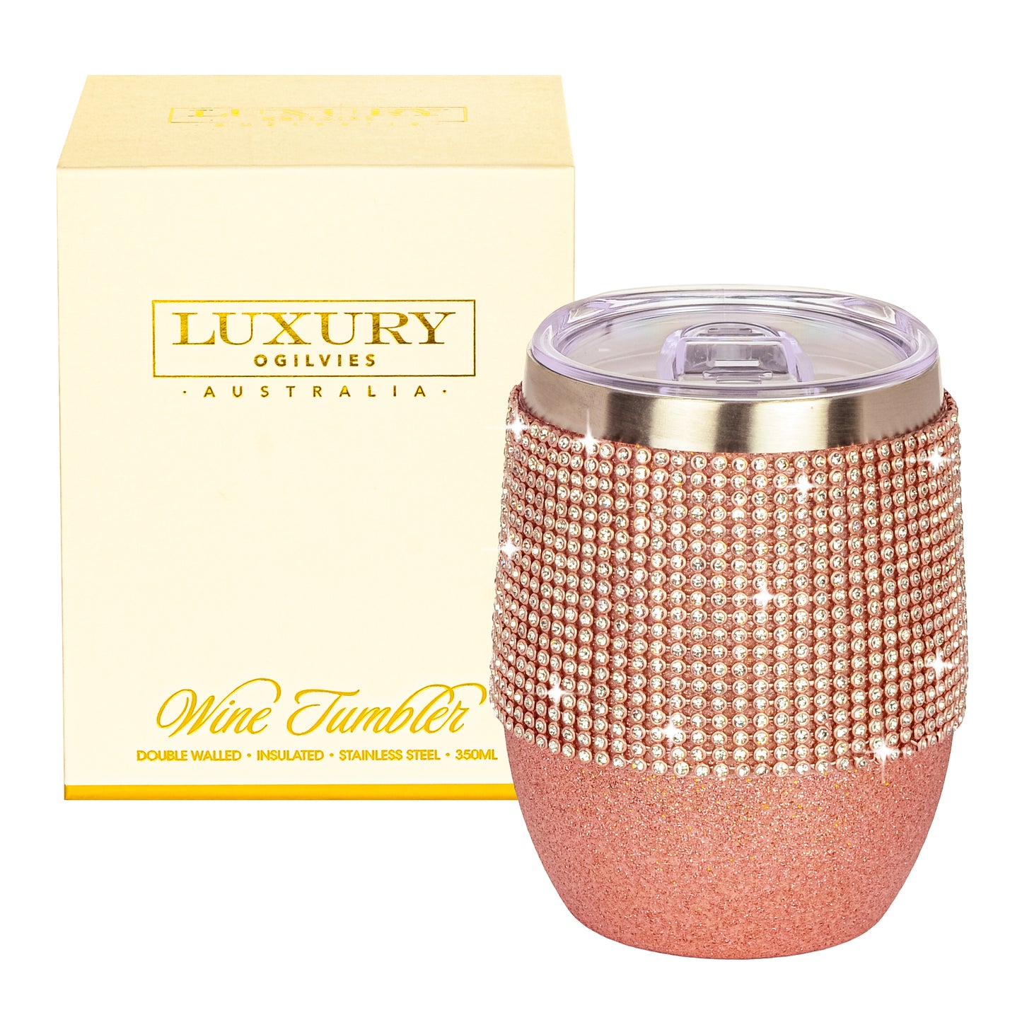 Wine Tumbler - Glitter Rose